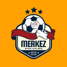 a soccer ball with an ambulance on it and a red ribbon around it is on a yellow background .