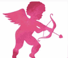 a pink cupid with wings and a bow and arrow