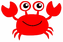 a red crab with a smile on its face