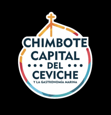 a logo for chimbote capital del ceviche with a cross on top