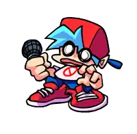 a cartoon character is singing into a microphone .