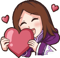 a cartoon of a girl holding a large heart