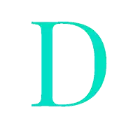 the letter d is turquoise and has a white background