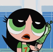 buttercup from the powerpuff girls is talking on the phone