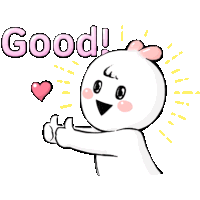 a cartoon character is giving a thumbs up with the word good behind him