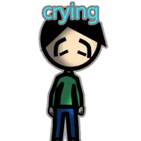 a crying cartoon character with a green shirt