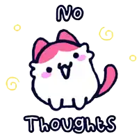 a drawing of a cat with the words no thoughts written below it