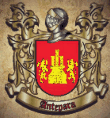 a coat of arms for antepara with a knight on top