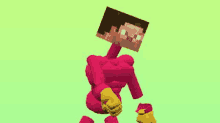 a 3d rendering of a minecraft character wearing a pink superhero costume .