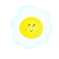 a drawing of a fried egg with a face drawn on it