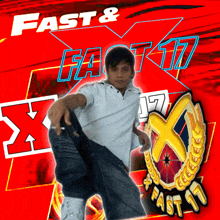 a man is standing in front of a red background with the words fast & fast 17