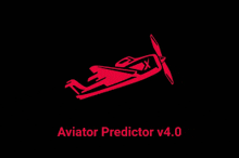 an aviator predictor v4.0 logo with a red plane on a black background