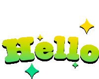 the word hello is written in green and yellow