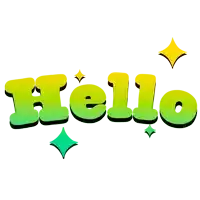 the word hello is written in green and yellow