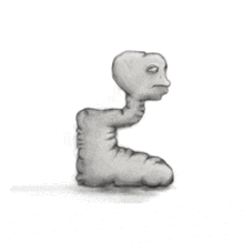 a drawing of a worm with a face