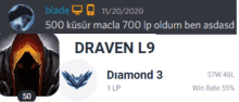 a screenshot of a game called draven l9 with a diamond 3