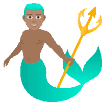 an illustration of a mermaid with a trident in his hand