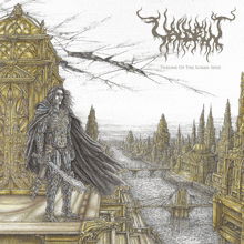 an album cover for throne of the lunar soul shows a man with a sword