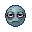 a pixel art drawing of a sad face with a tired look on its face .