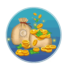 a cartoon illustration of a bag of money with a euro sign on it