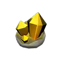 a cartoon illustration of a pile of gold crystals on a rock .
