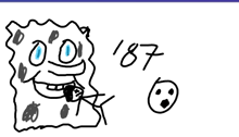 a black and white drawing of spongebob and the number 187