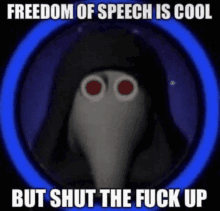 a meme that says freedom of speech is cool but shut the fuck up on it