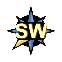 a logo for a company called sw with a star in the middle