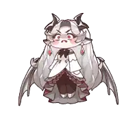 a cartoon drawing of a girl with long white hair and wings