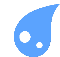 a blue drop of water with two white circles on it