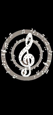 a treble clef is surrounded by music notes in a circle