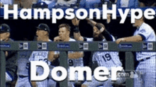 a group of baseball players sitting in a dugout with the words hampton hype domer written on the bottom