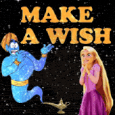 a poster that says make a wish with a genie and a girl