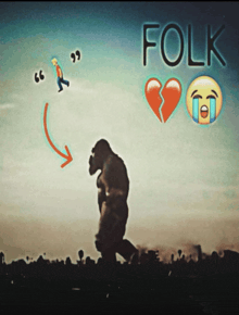 a picture of a giant gorilla with a broken heart and the word folk on it