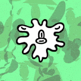 a green background with a drawing of a swirl with the letter g on it
