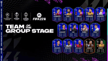 a poster for fifa 22 shows the team of the group stage players