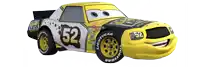 a yellow car with the number 52 on it