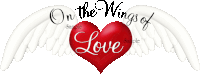 on the wings of love logo with a red heart