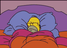 a cartoon of homer simpson laying in bed