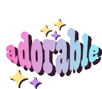 the word adorable is displayed in a colorful graphic