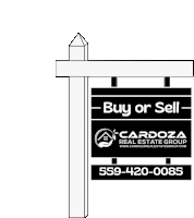 a black and white drawing of a real estate sign that says `` buy or sell '' .