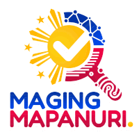 a logo for maging mapanuri with a magnifying glass and a check mark