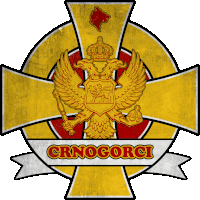 a cross with a coat of arms and the word " crnogorci " below it