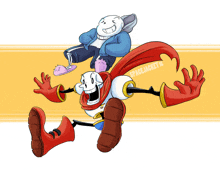 a cartoon drawing of papyrus and sans by space jacket