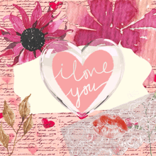 a pink heart with the words " i love you " on it