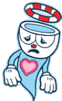 cuphead is a cartoon character with a heart on his chest and a life preserver on his head .