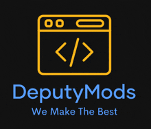 a logo for deputymods we make the best with a computer screen