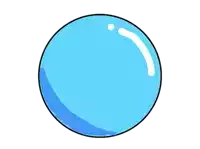 a cartoon drawing of a blue circle with a white border