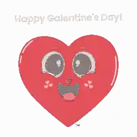 a happy valentine 's day card with a heart with a face on it