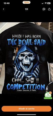 a t-shirt that says when i was born the devil said